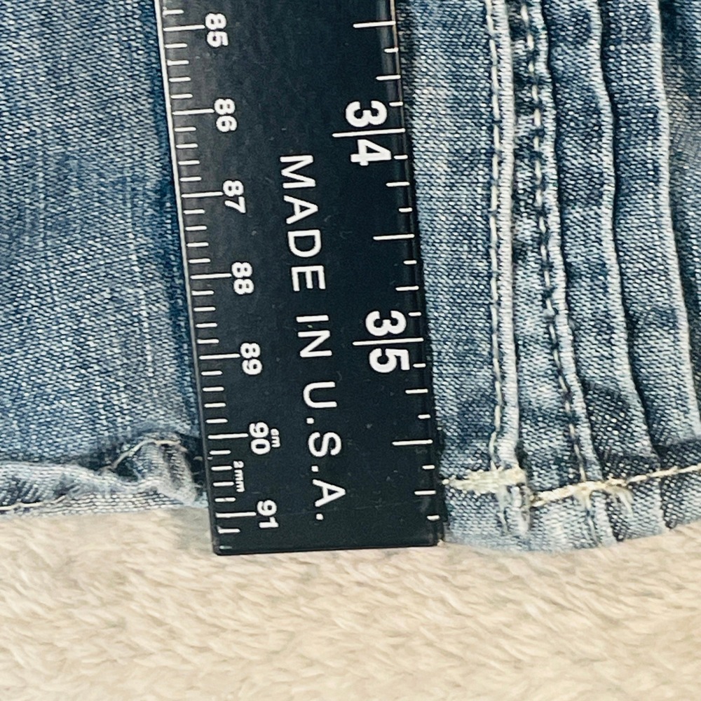 Denim Tunic Shirt Dress Blue Long Sleeve Button Up Pintuck Pleat Cotton 35" L - Picture 5 of 11
